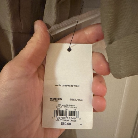 Nine West NWT Khaki Wrap Dress olive green - Picture 2 of 5